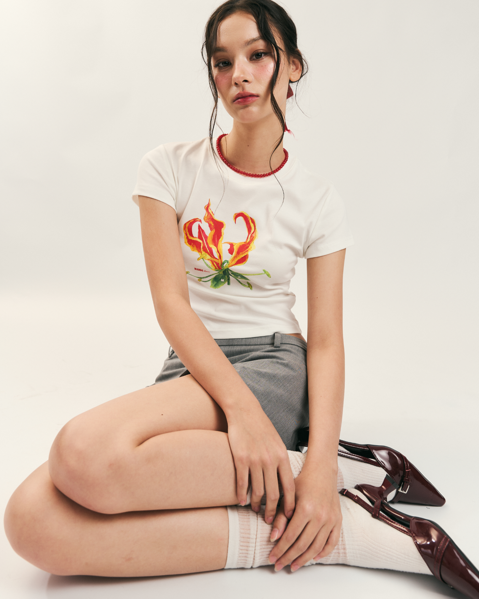 "Gloriosa" Baby Tee (White)