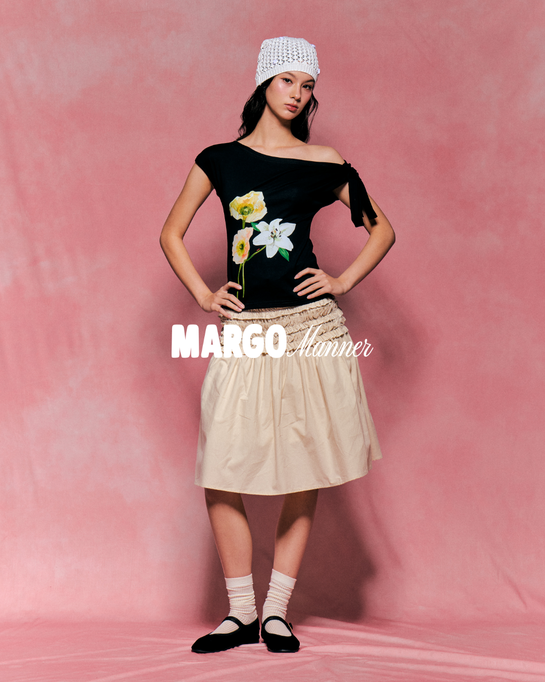 Poppies 2-Way Top (Black)