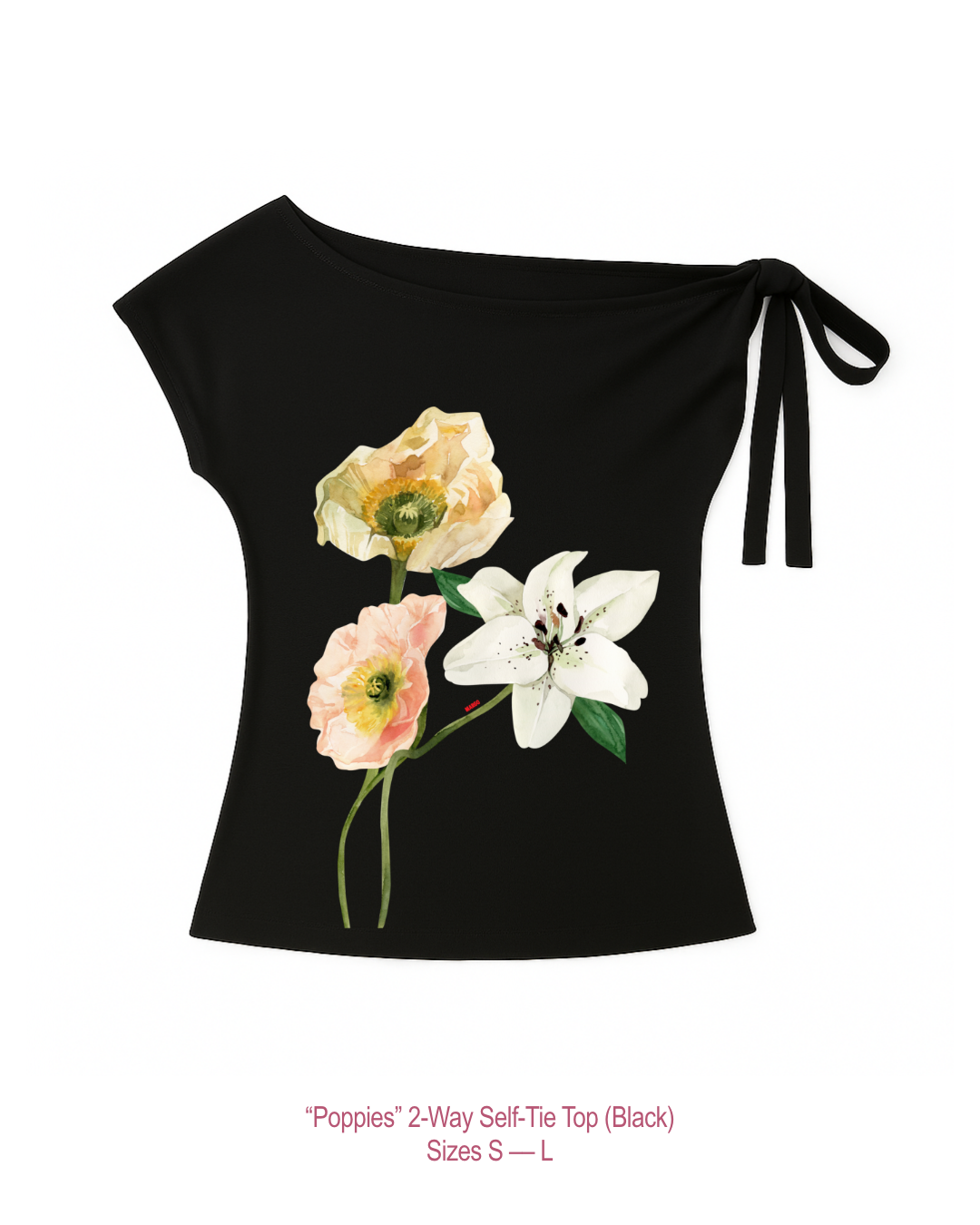 Poppies 2-Way Top (Black)