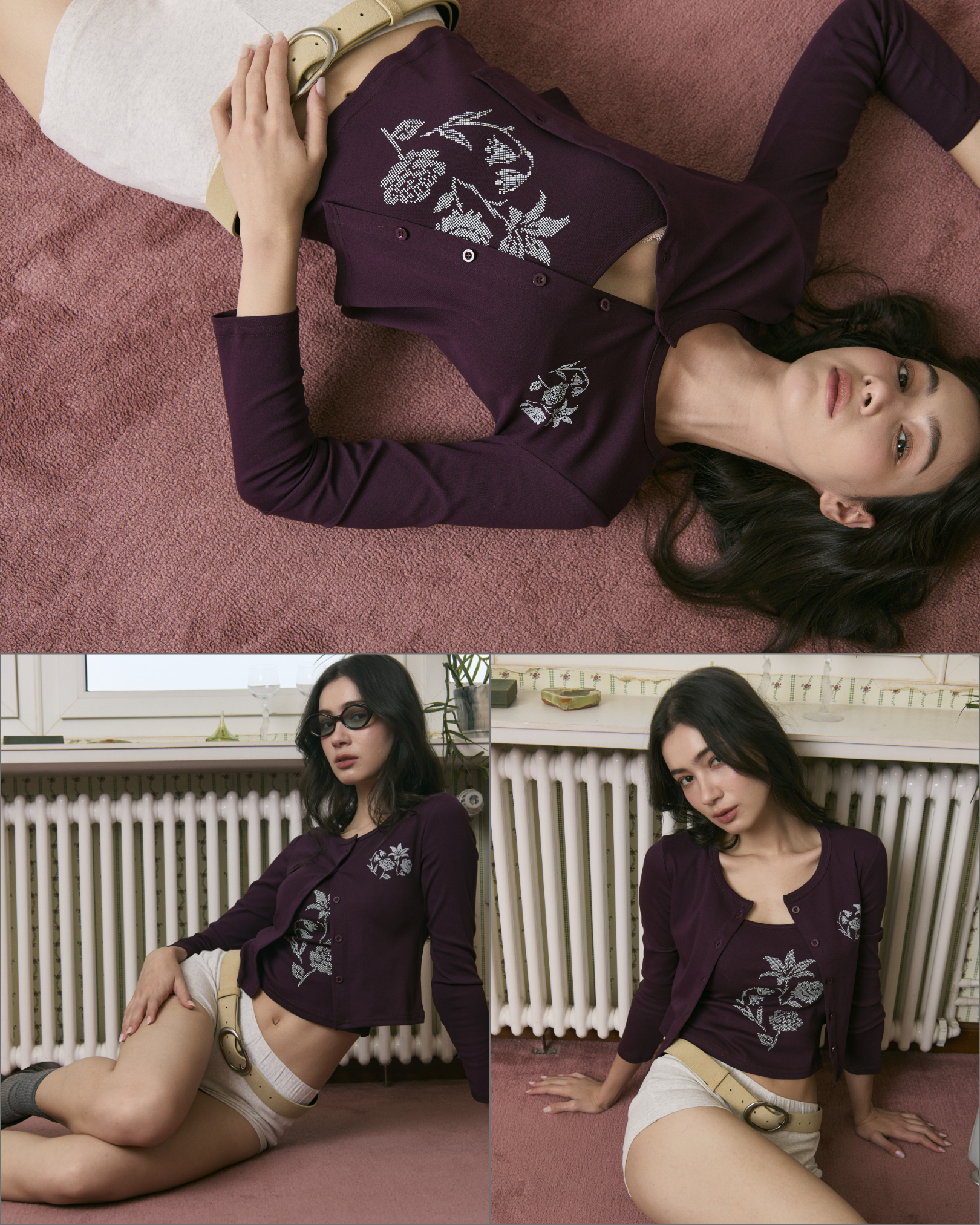 Love Letter Cardigan Set (Pomegranate)