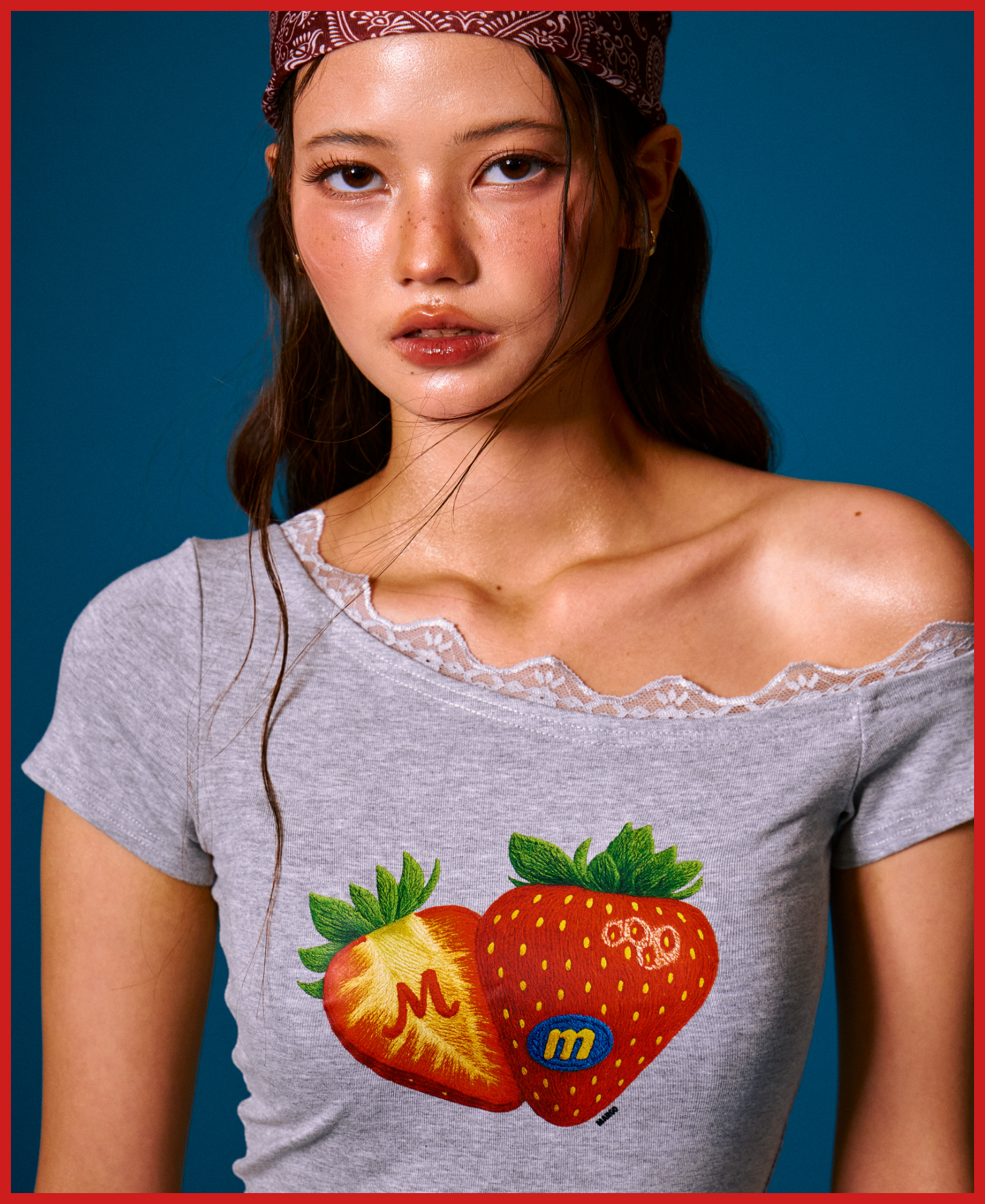 Summer Berry Lace Top - Grey