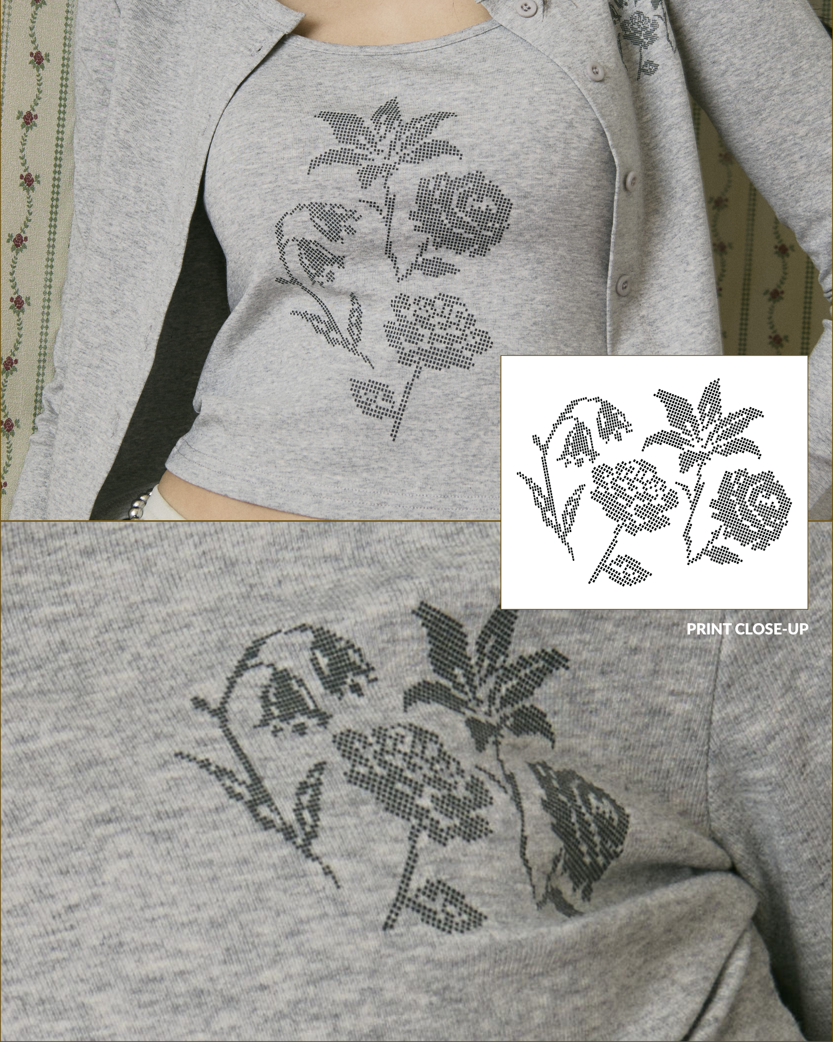 Love Letter Cardigan Set (Grey)