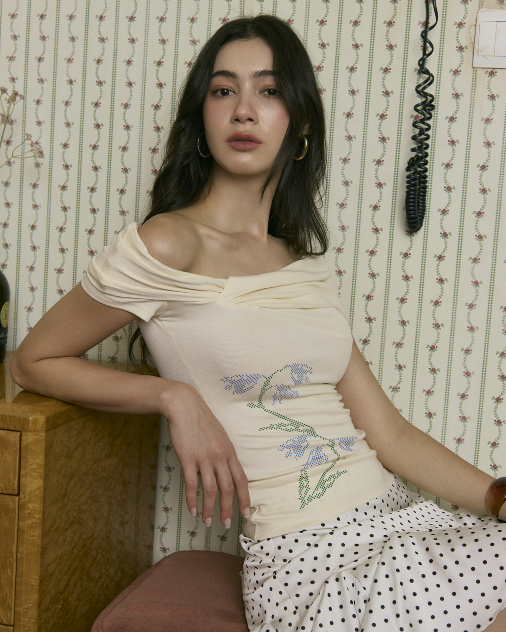 Tulipmania Off-Shoulder Top (Buttercream)
