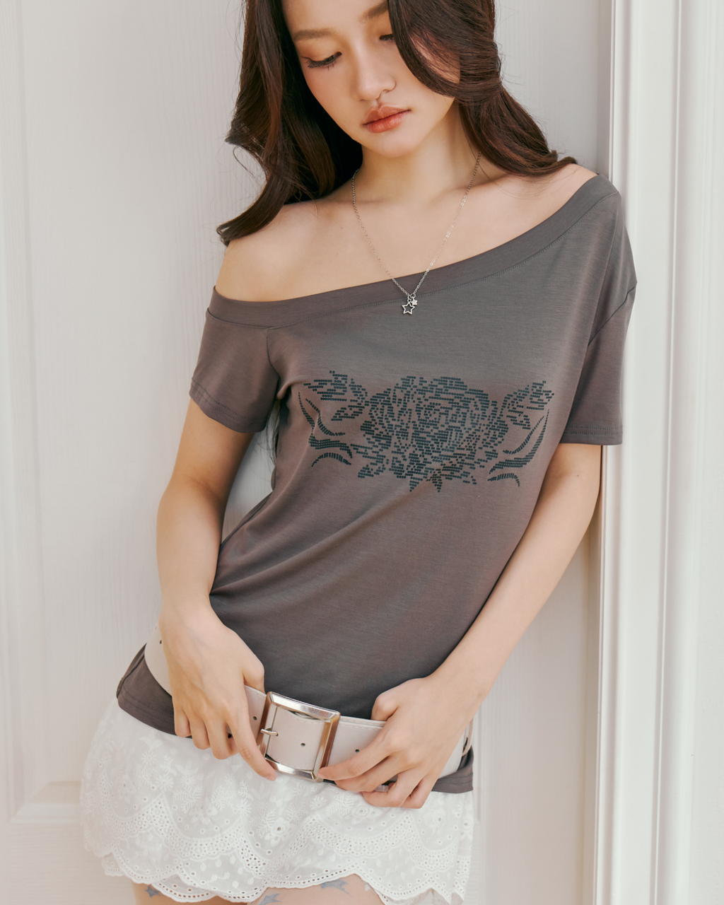 Briar One Shoulder Cloud Top (Grey)
