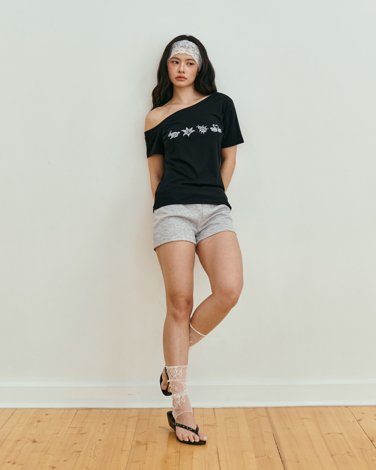 Fauna One Shoulder Cloud Top (Black)
