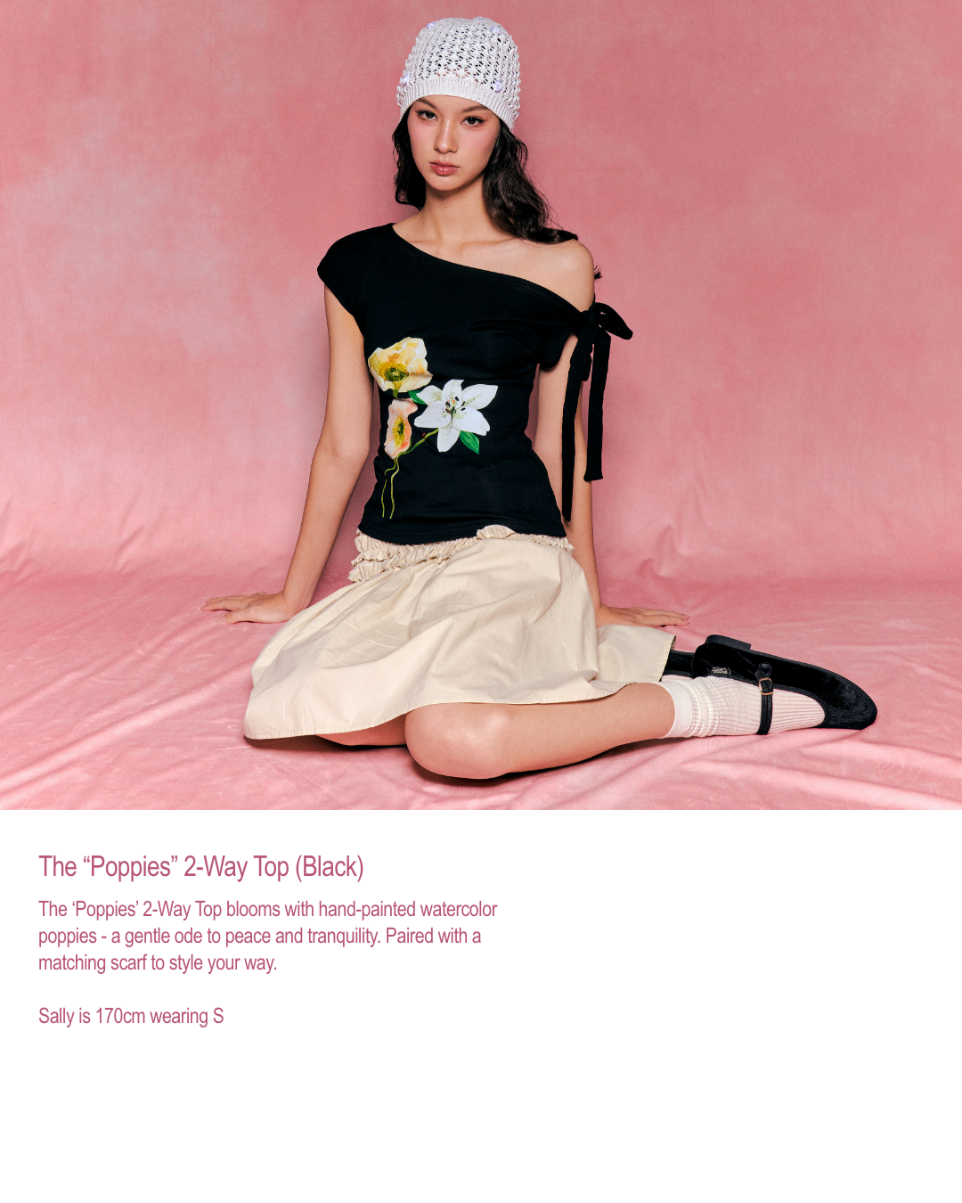 Poppies 2-Way Top (Black)