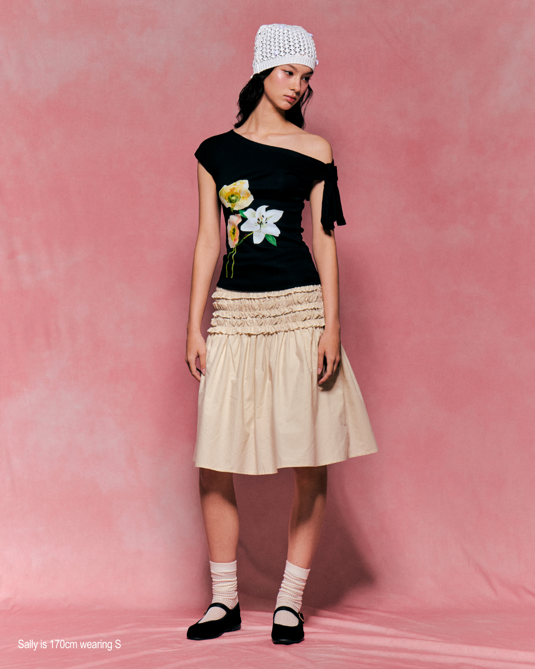 Poppies 2-Way Top (Black)