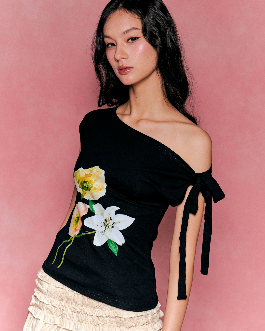 Poppies 2-Way Top (Black)
