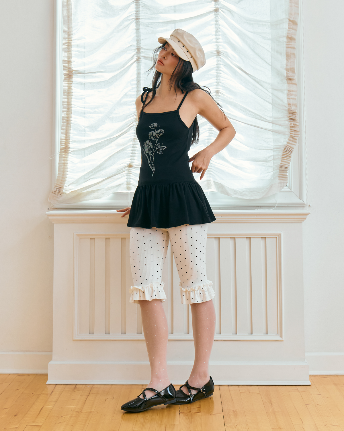 Elara Self-Tie Peplum Tank (Black)