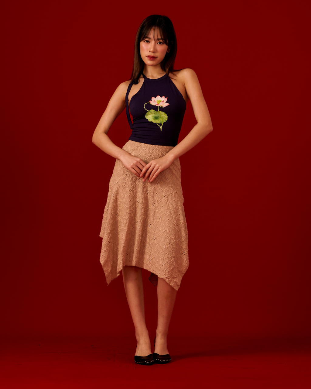 Waterlily Halter Top (Navy)