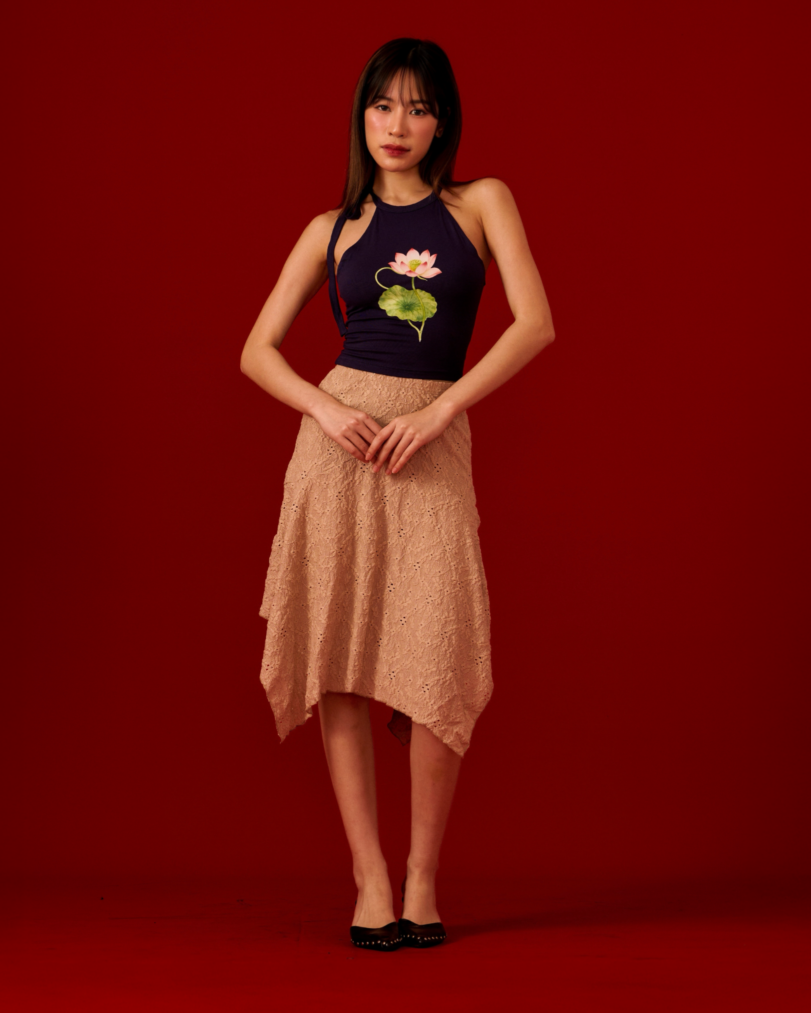 Waterlily Halter Top (Navy)