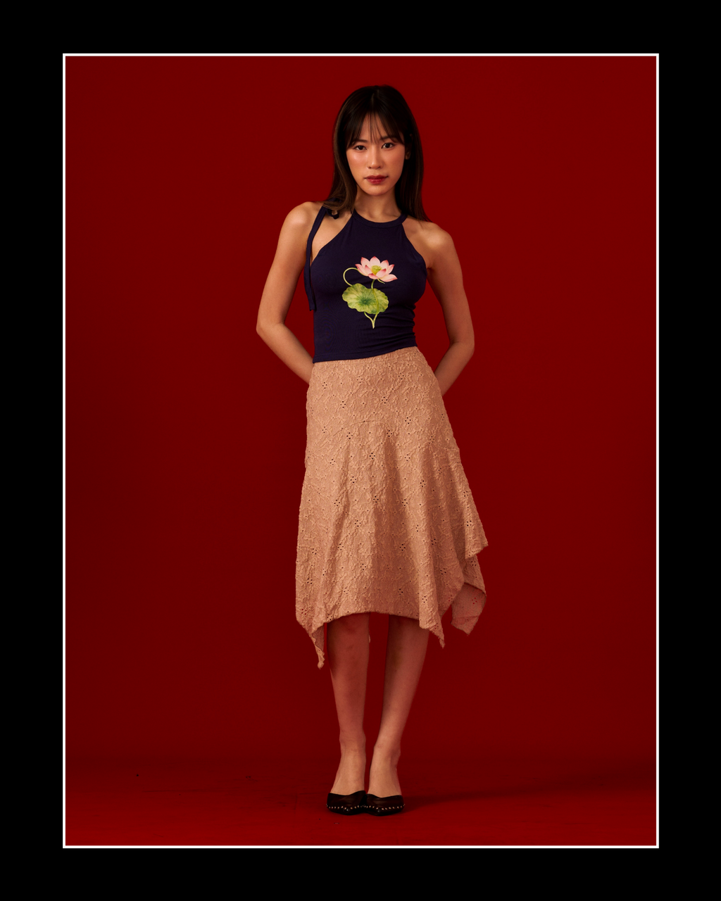 Waterlily Halter Top (Navy)