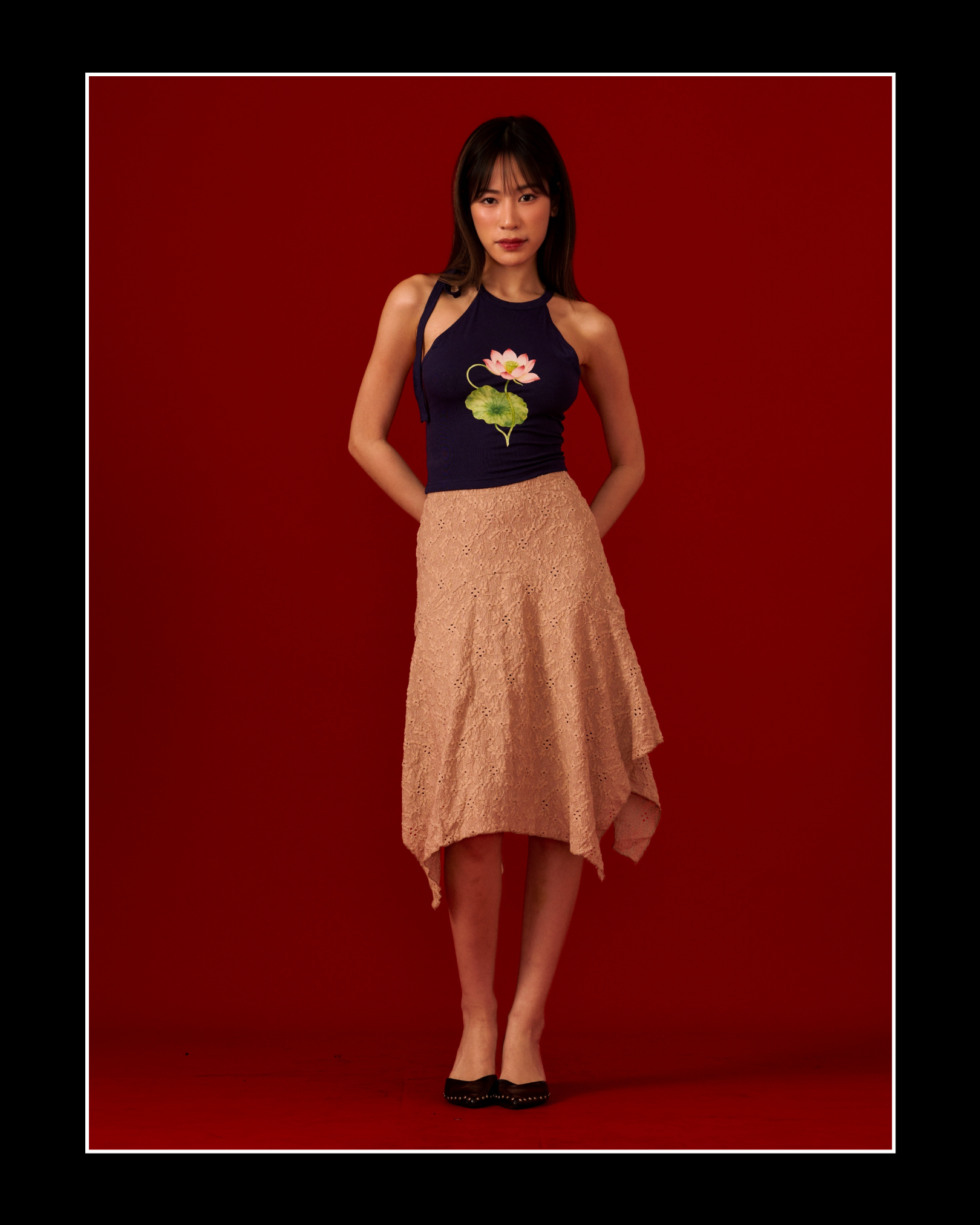 Waterlily Halter Top (Navy)