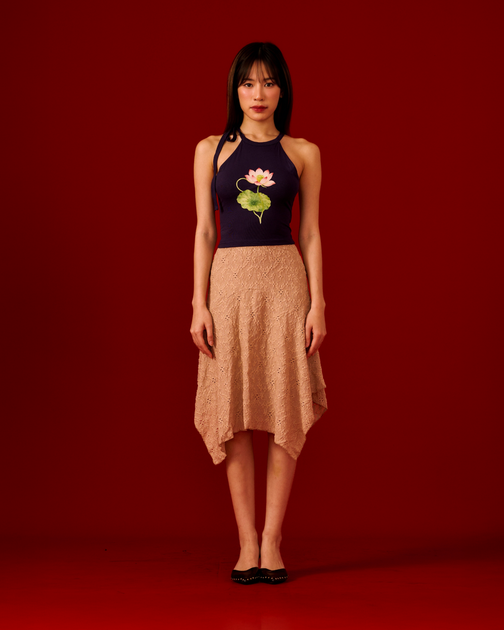 Waterlily Halter Top (Navy)