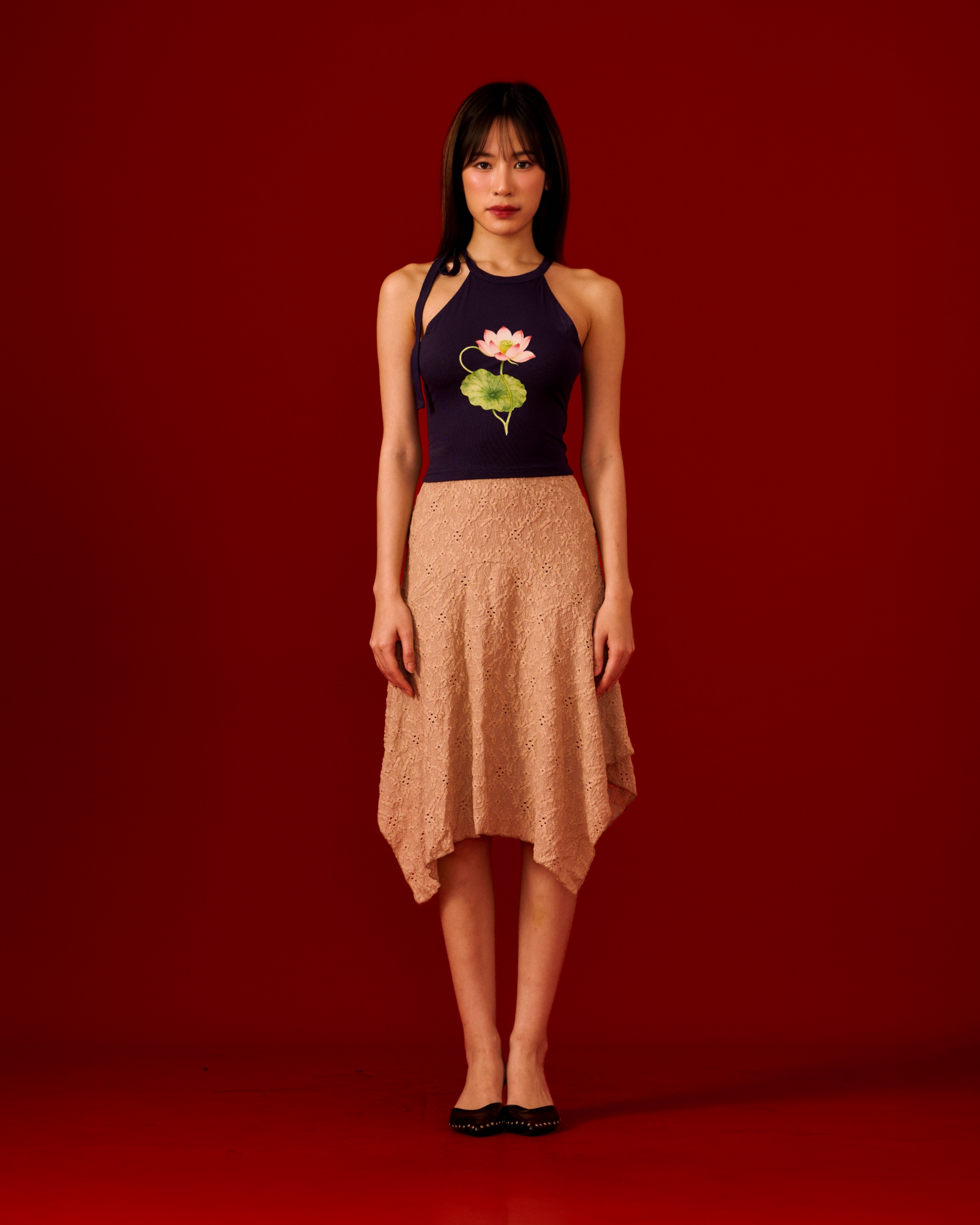 Waterlily Halter Top (Navy)