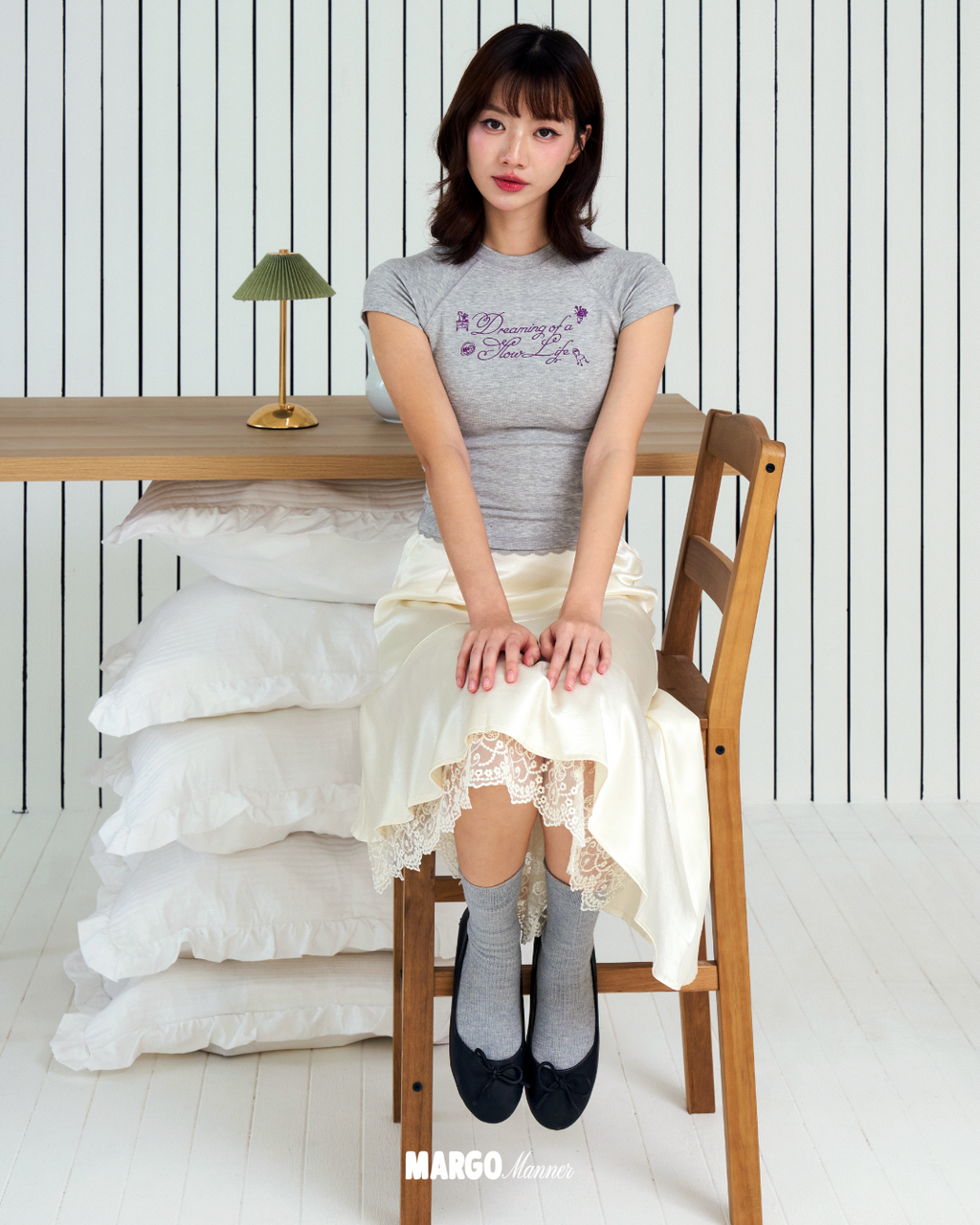 Alix 'Slow Living' Baby Tee (Grey)