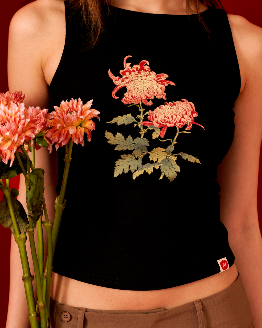 Chrysanthemum Boatneck Tank (Black)