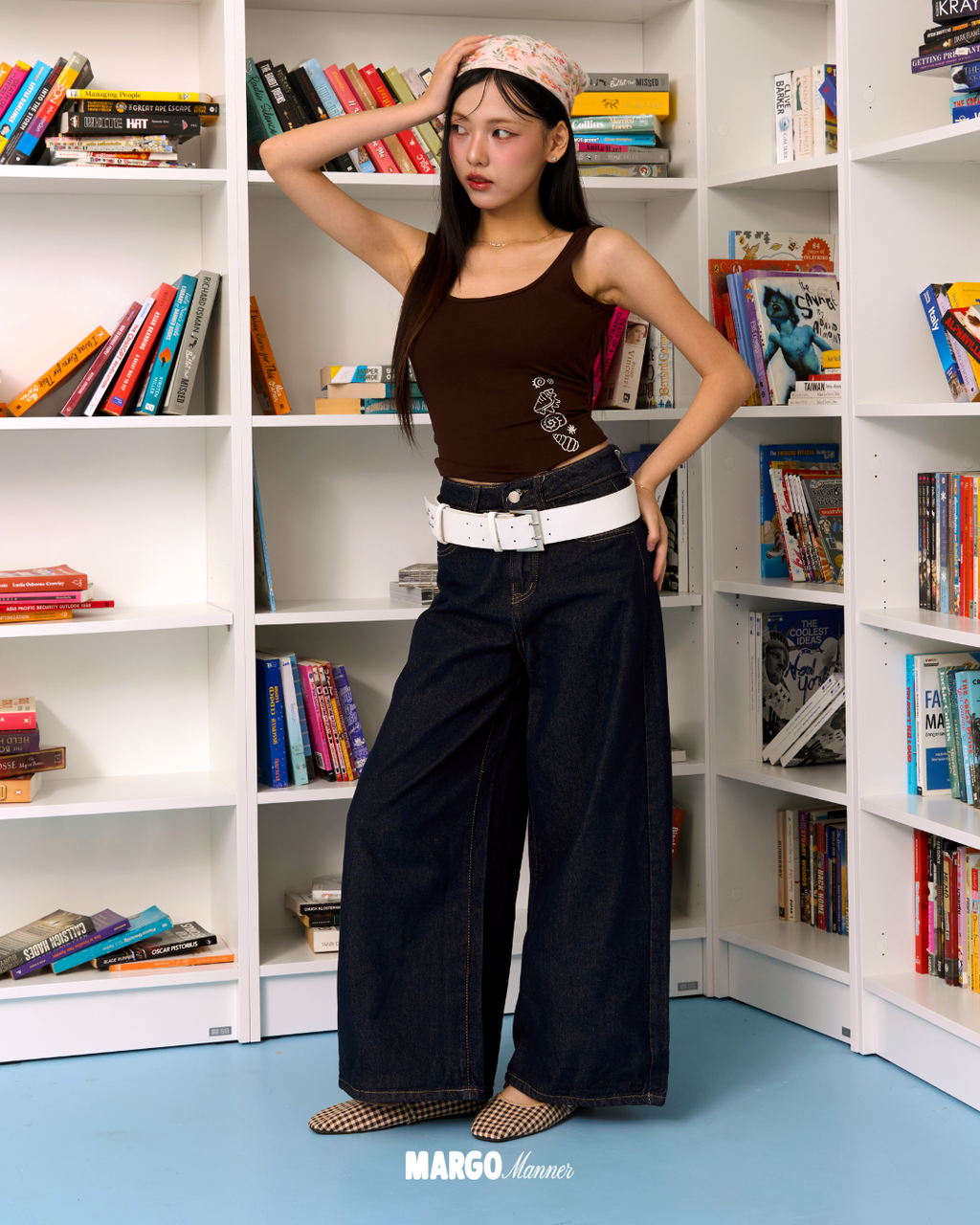 Seashells Padded Tank (Brown)