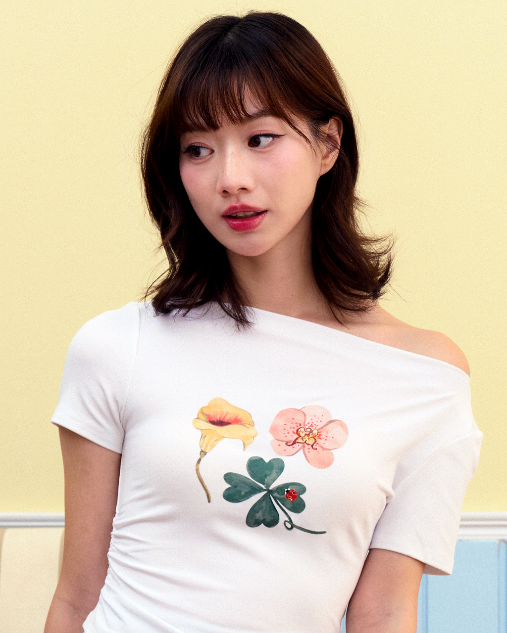 Lucky Girl Off-Shoulder Lounge Tee