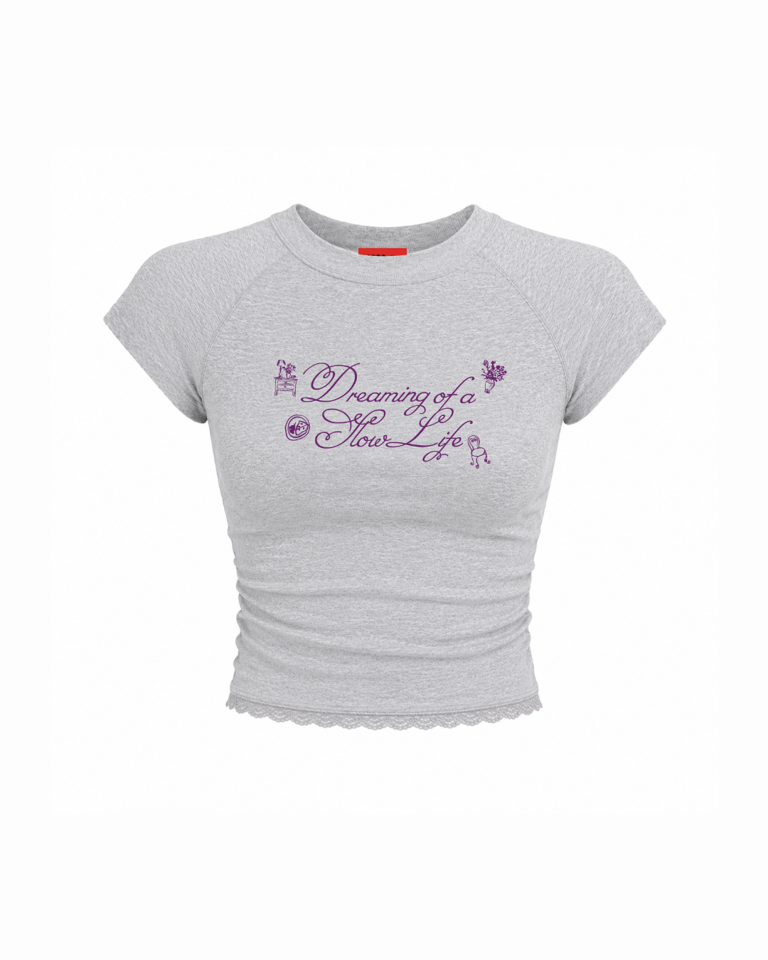 Alix 'Slow Living' Baby Tee (Grey)