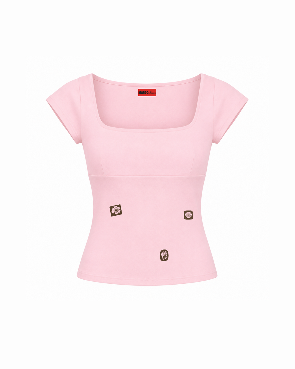 Summer Stamps Cap Sleeve Top (Pink)