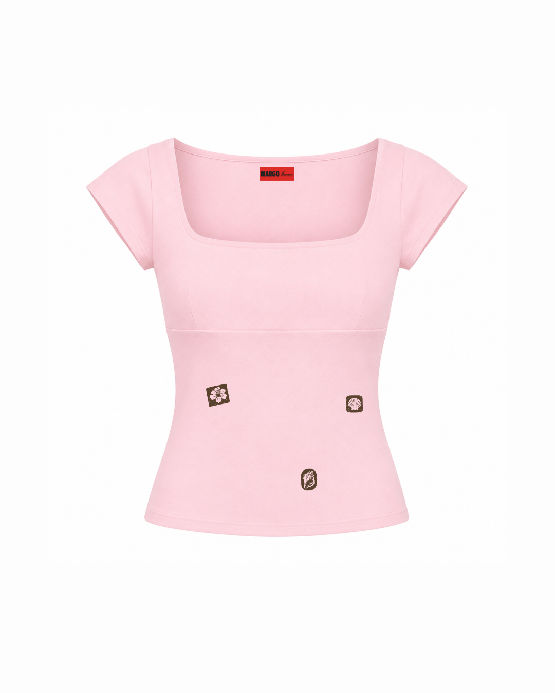 Summer Stamps Cap Sleeve Top (Pink)