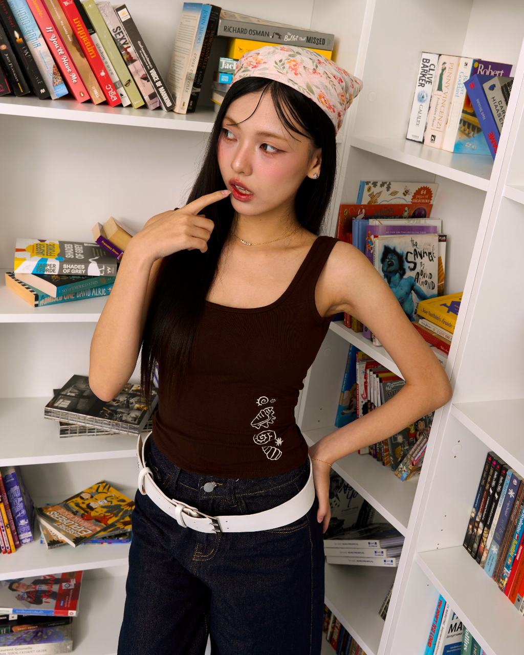 Seashells Padded Tank (Brown)