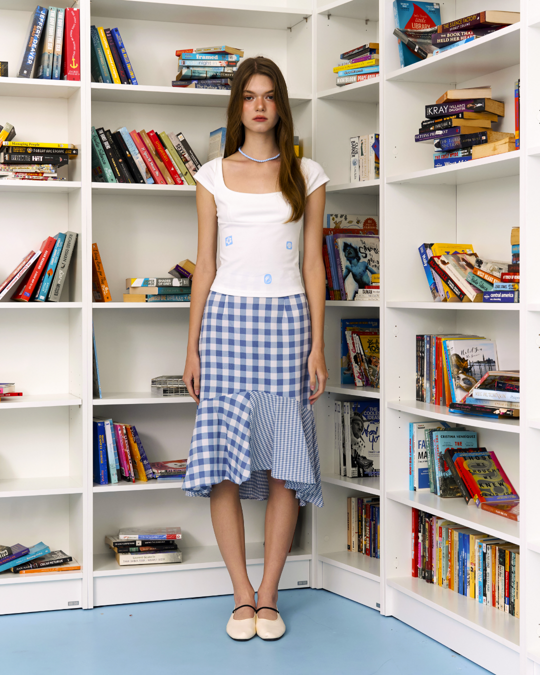 Summer Stamps Cap Sleeve Top (White)