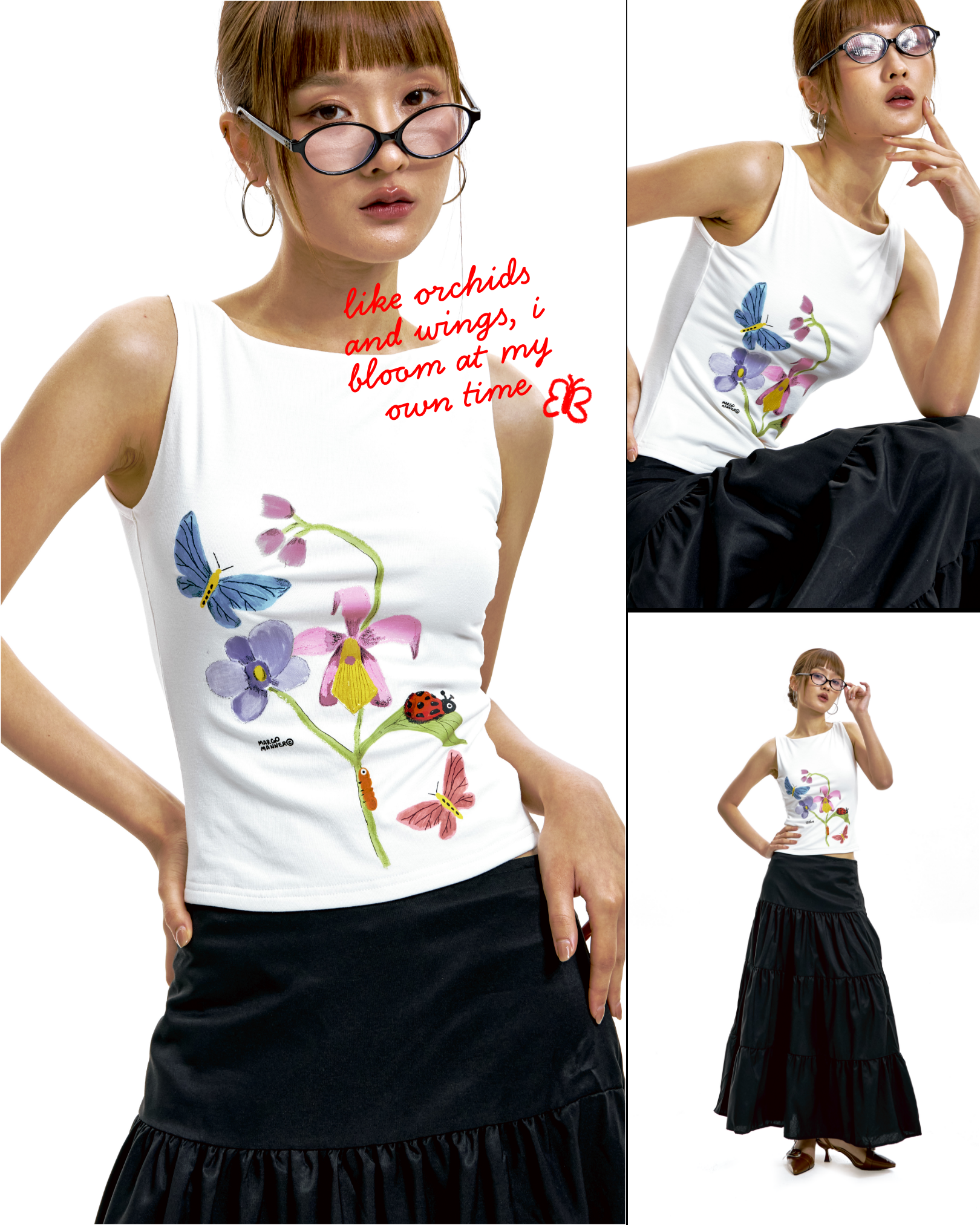 "I'm Blooming" Boatneck Tank (White)