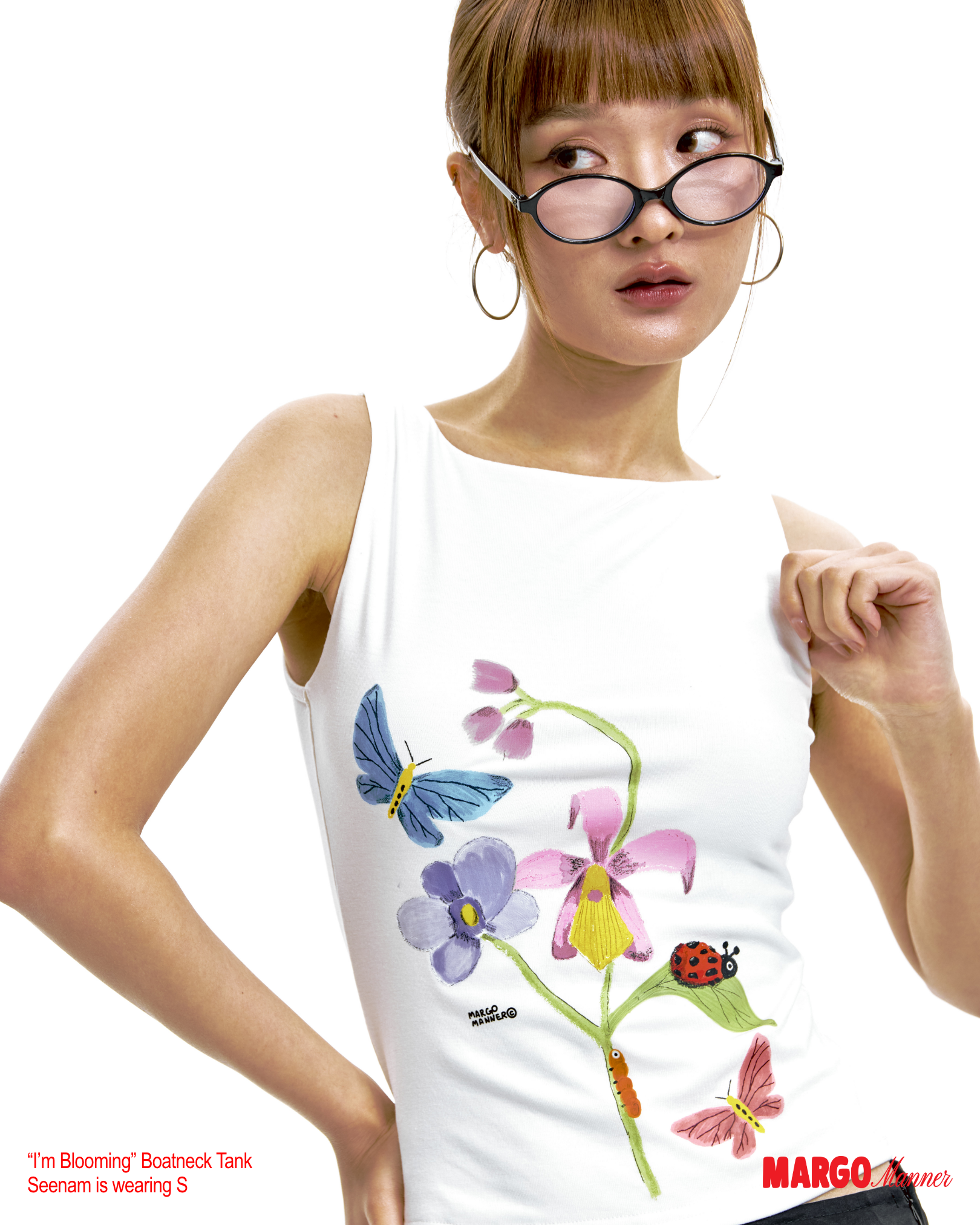 "I'm Blooming" Boatneck Tank (White)