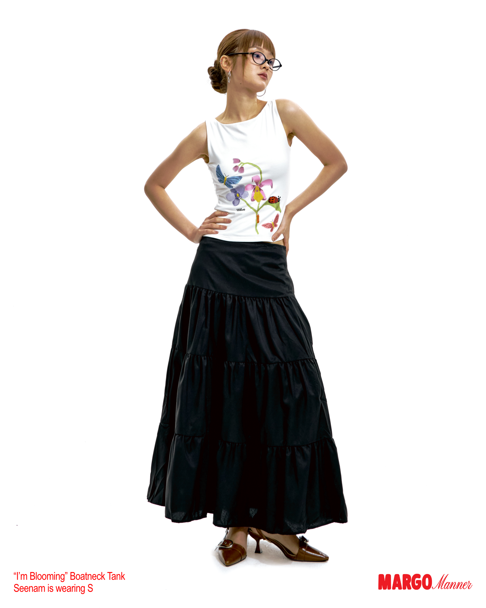 "I'm Blooming" Boatneck Tank (White)