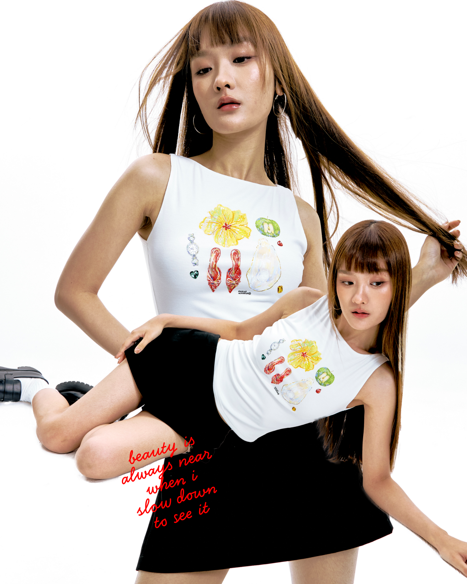 "Beauty Around Me" Boatneck Tank (Crayon Ver.)