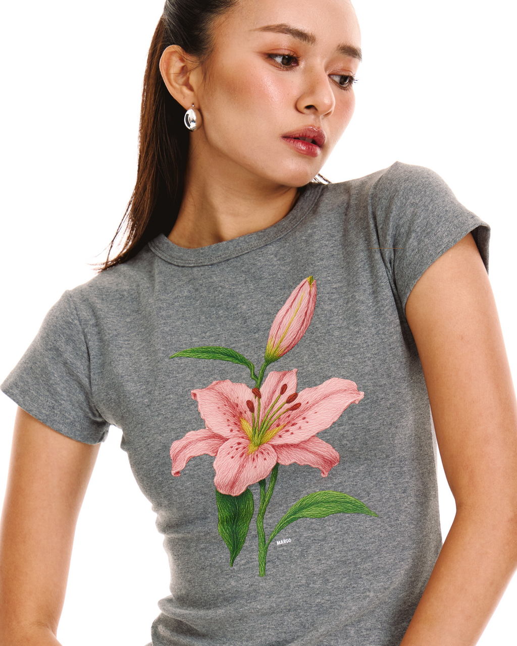Hibiscus Baby Tee (Heather)