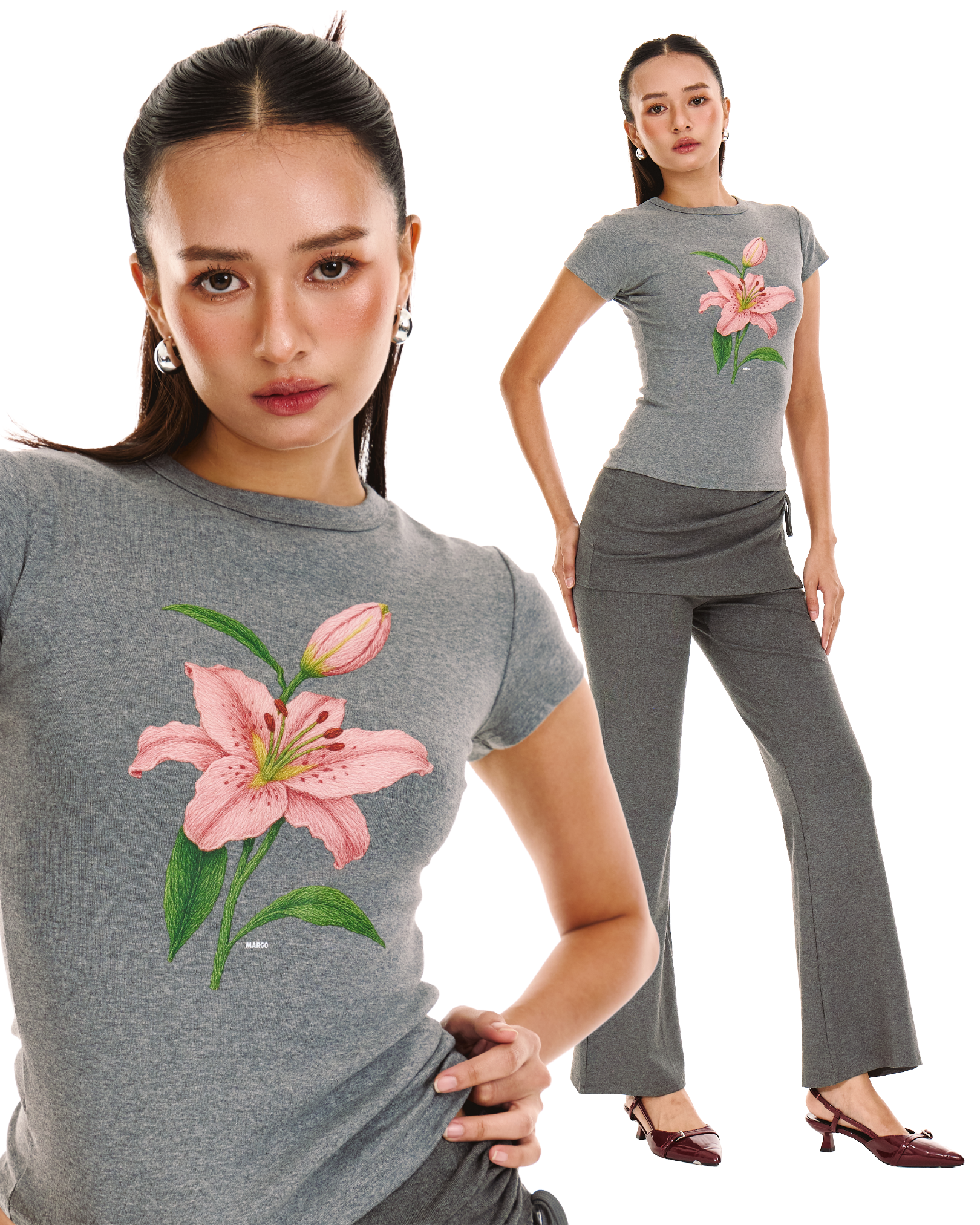 Hibiscus Baby Tee (Heather)