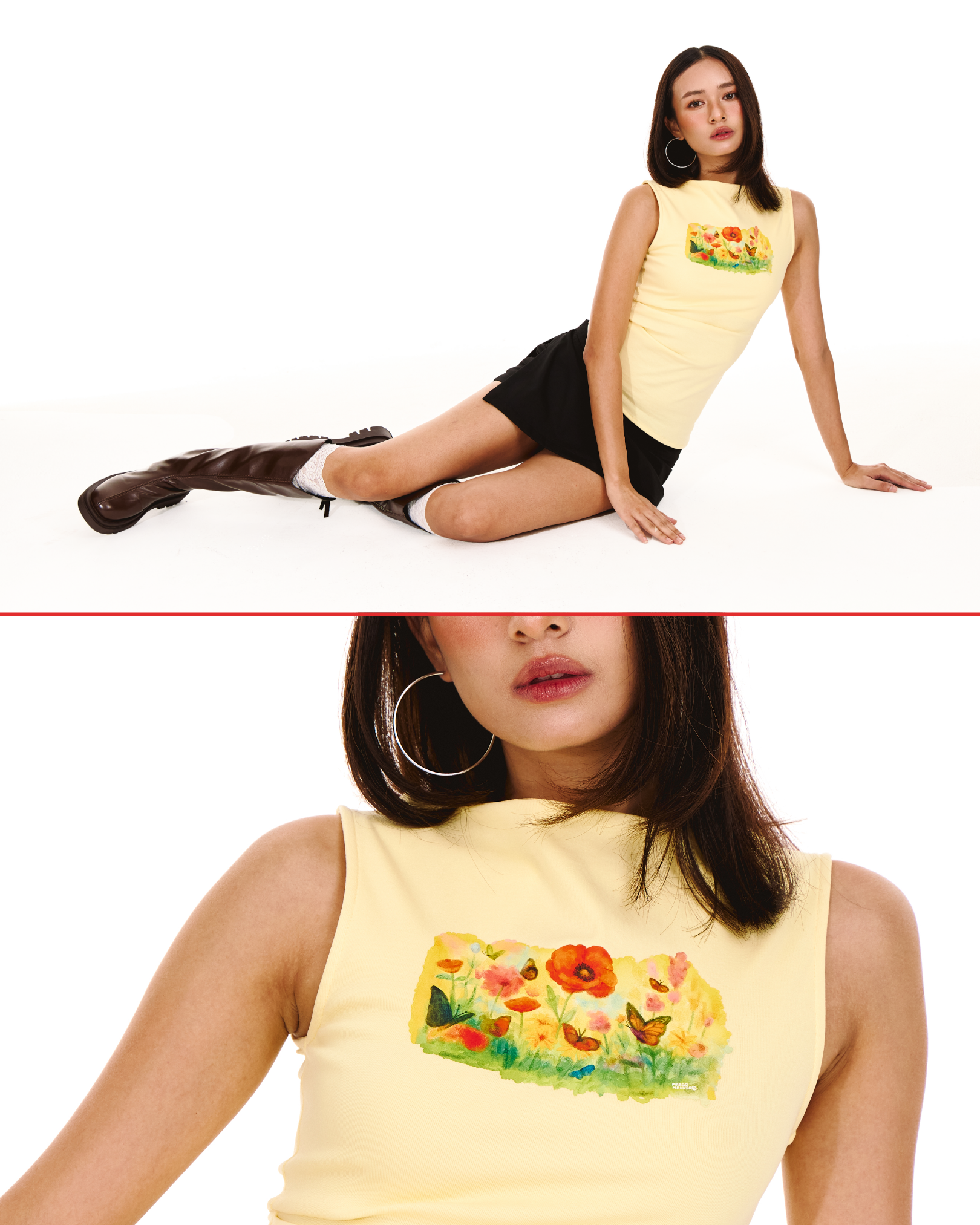 [Backorder] Garden Fairy Ruched Boatneck Tank (Butter)