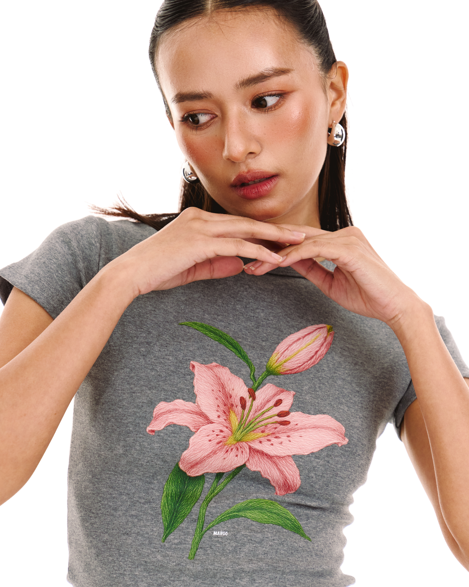 Hibiscus Baby Tee (Heather)