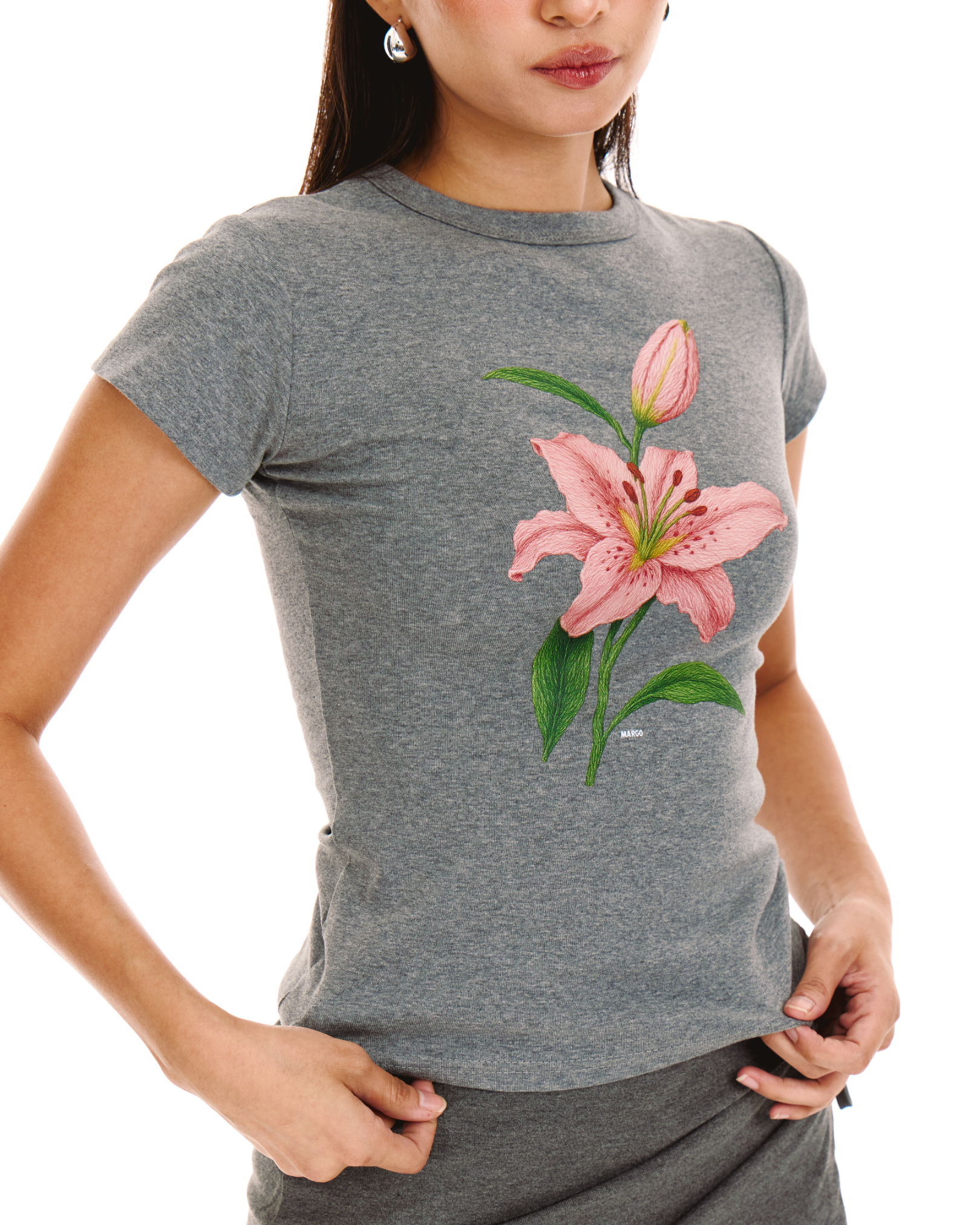 Hibiscus Baby Tee (Heather)