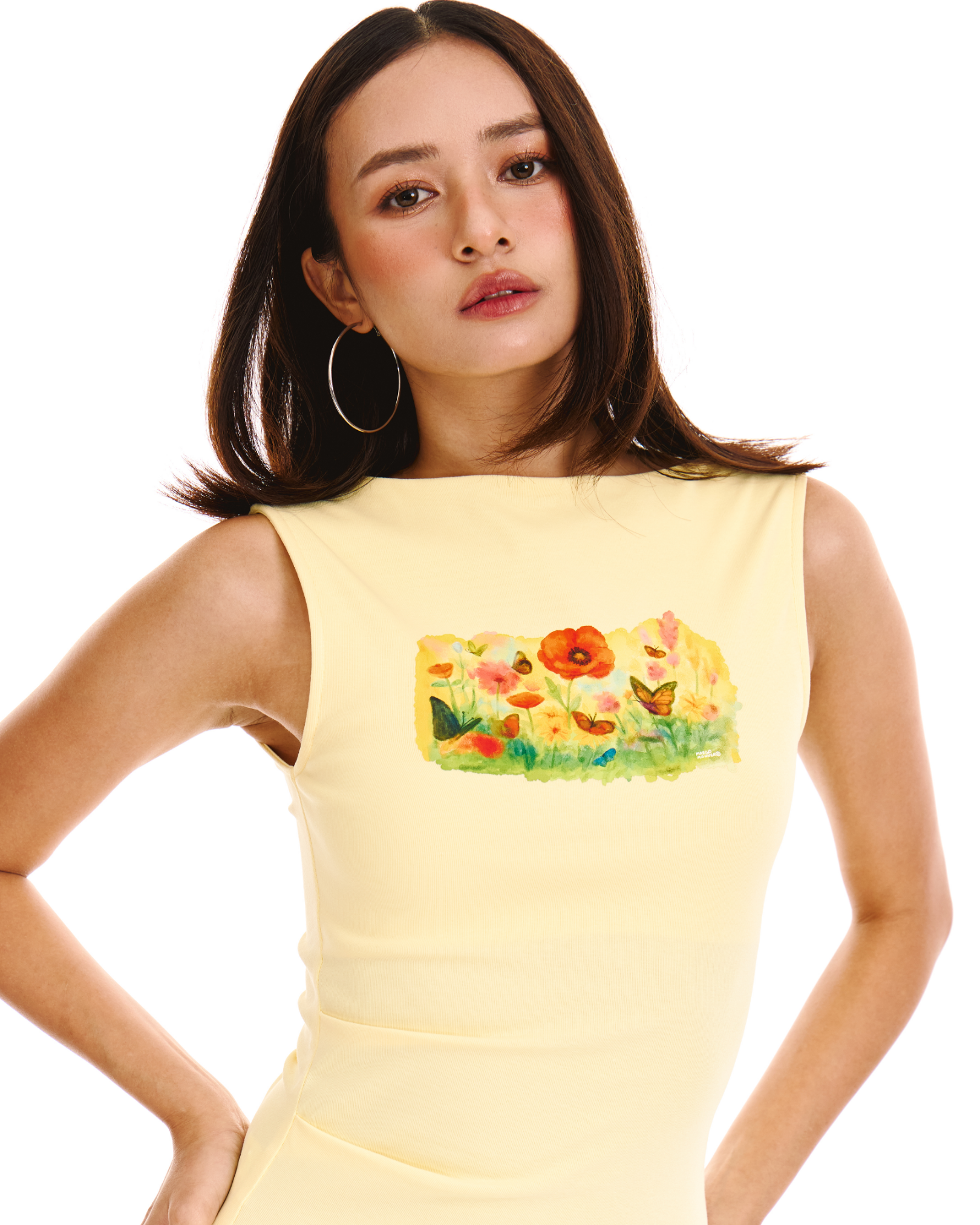 [Backorder] Garden Fairy Ruched Boatneck Tank (Butter)