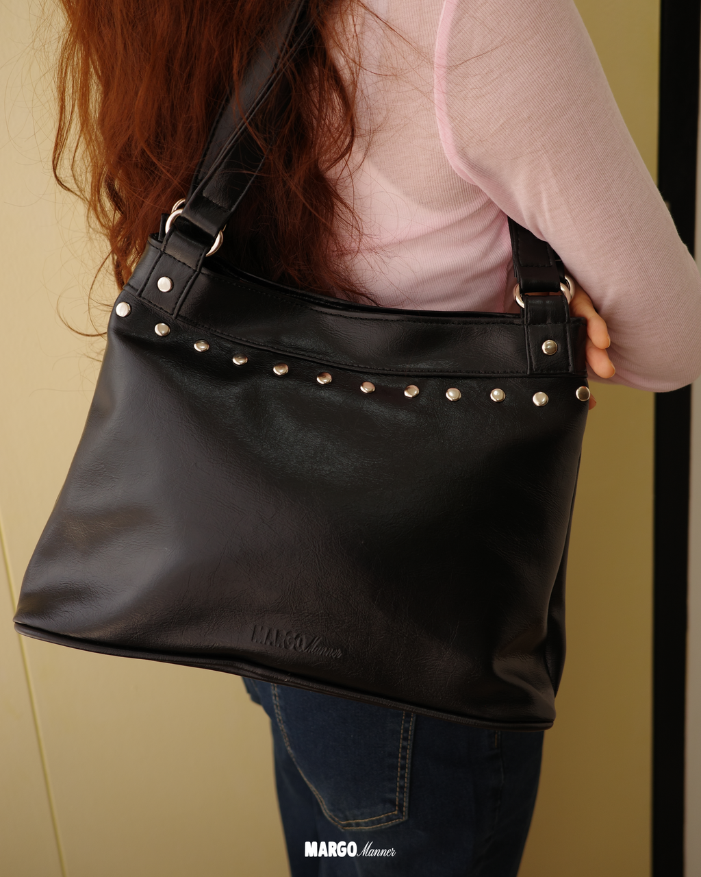 Muse Studded Shoulder Bag (Midnight)