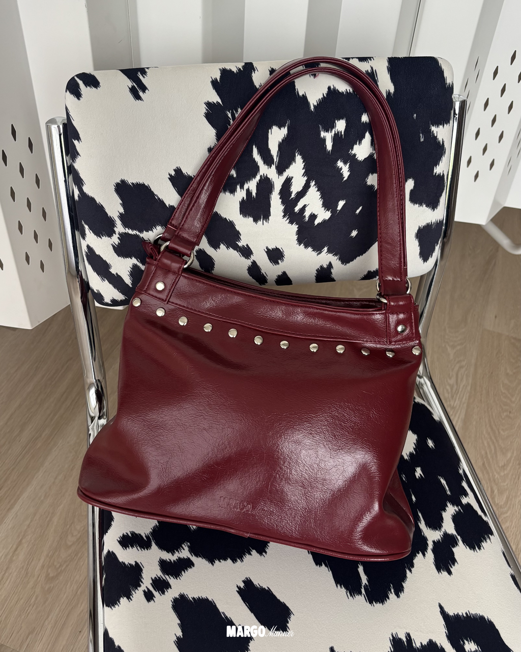 Muse Studded Shoulder Bag (Merlot)