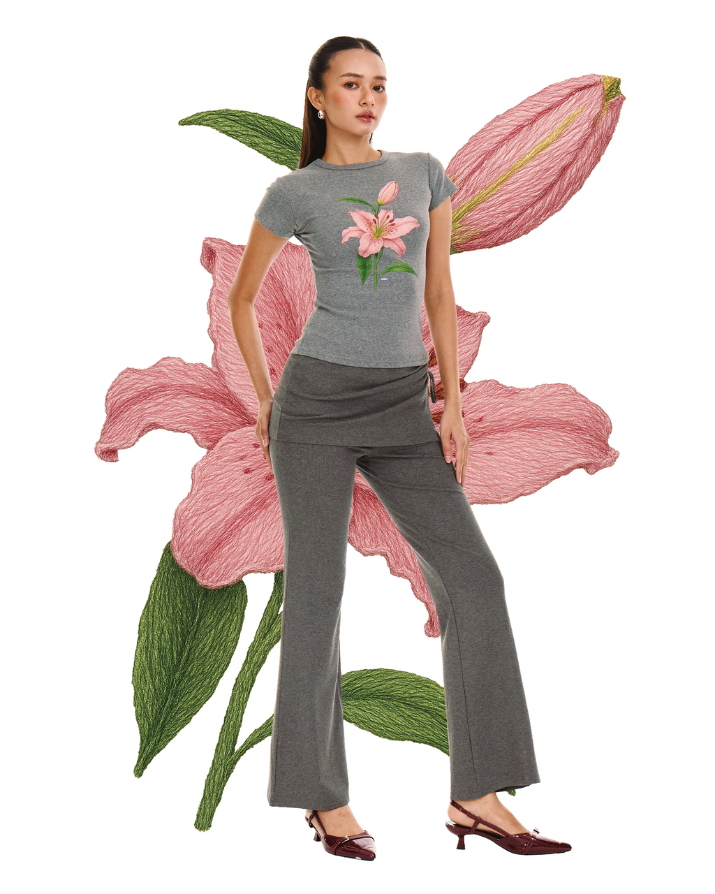 Hibiscus Baby Tee (Heather)
