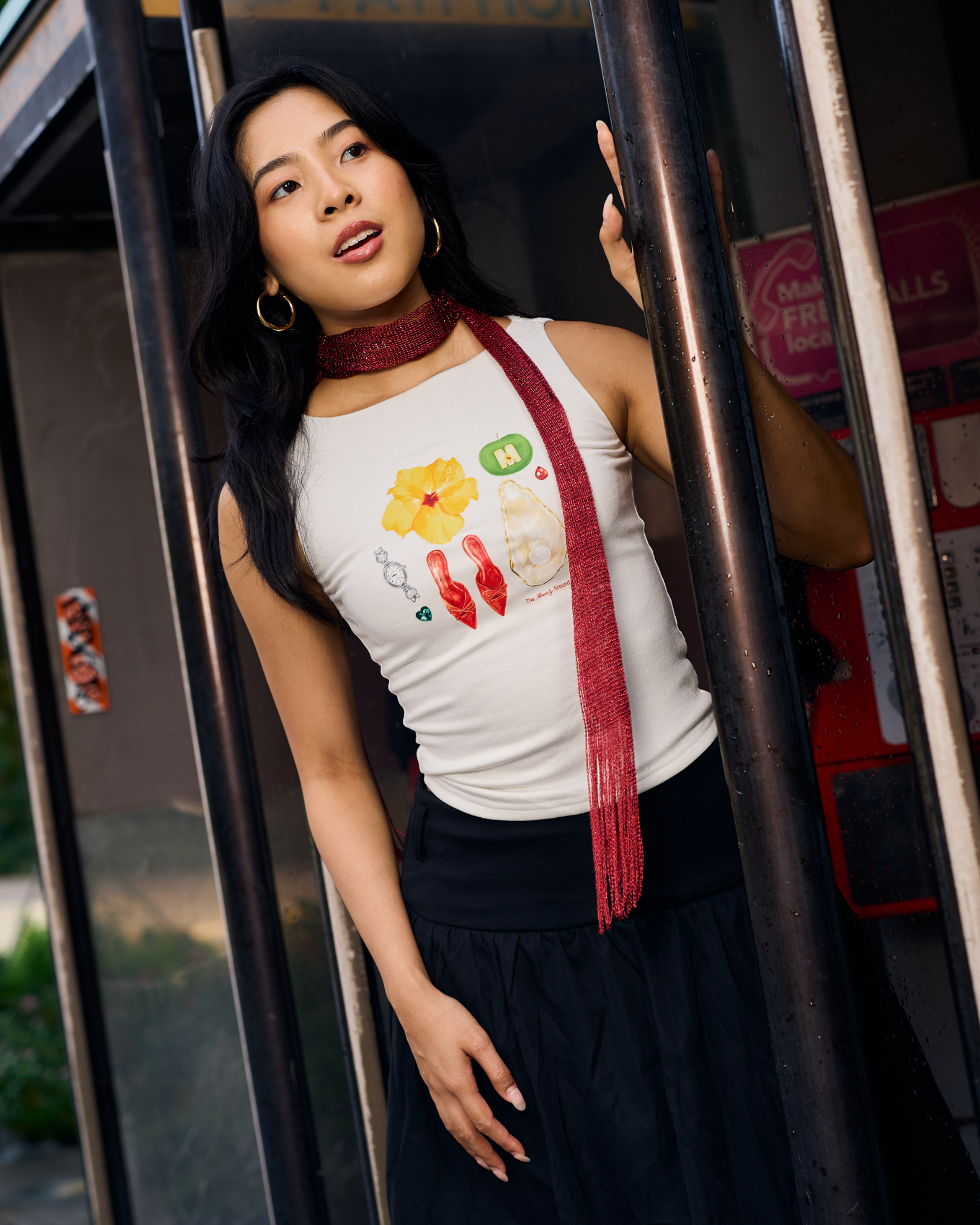 "Beauty Around Me" Boatneck Tank (White)