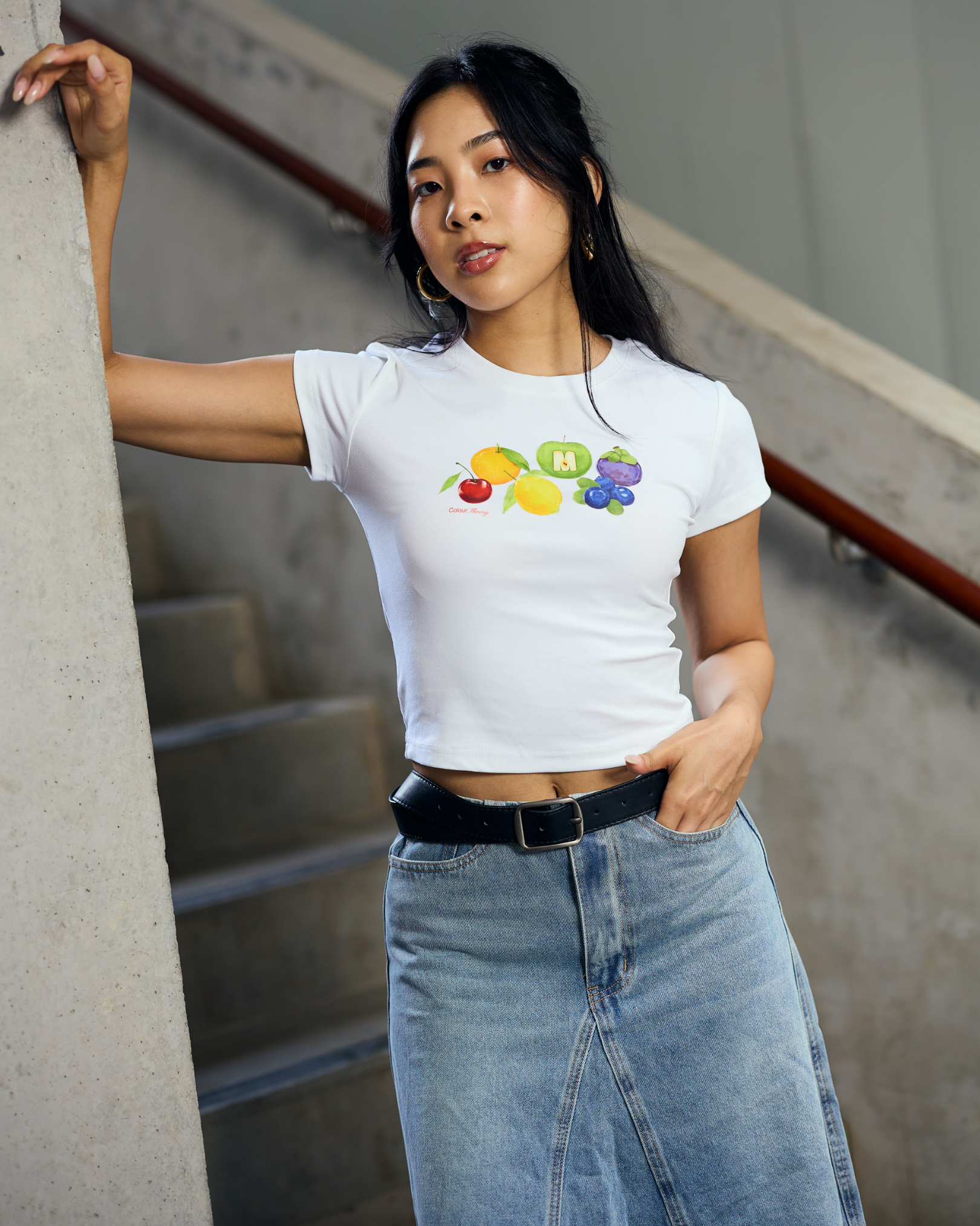 "Colour Theory" Baby Tee (White)
