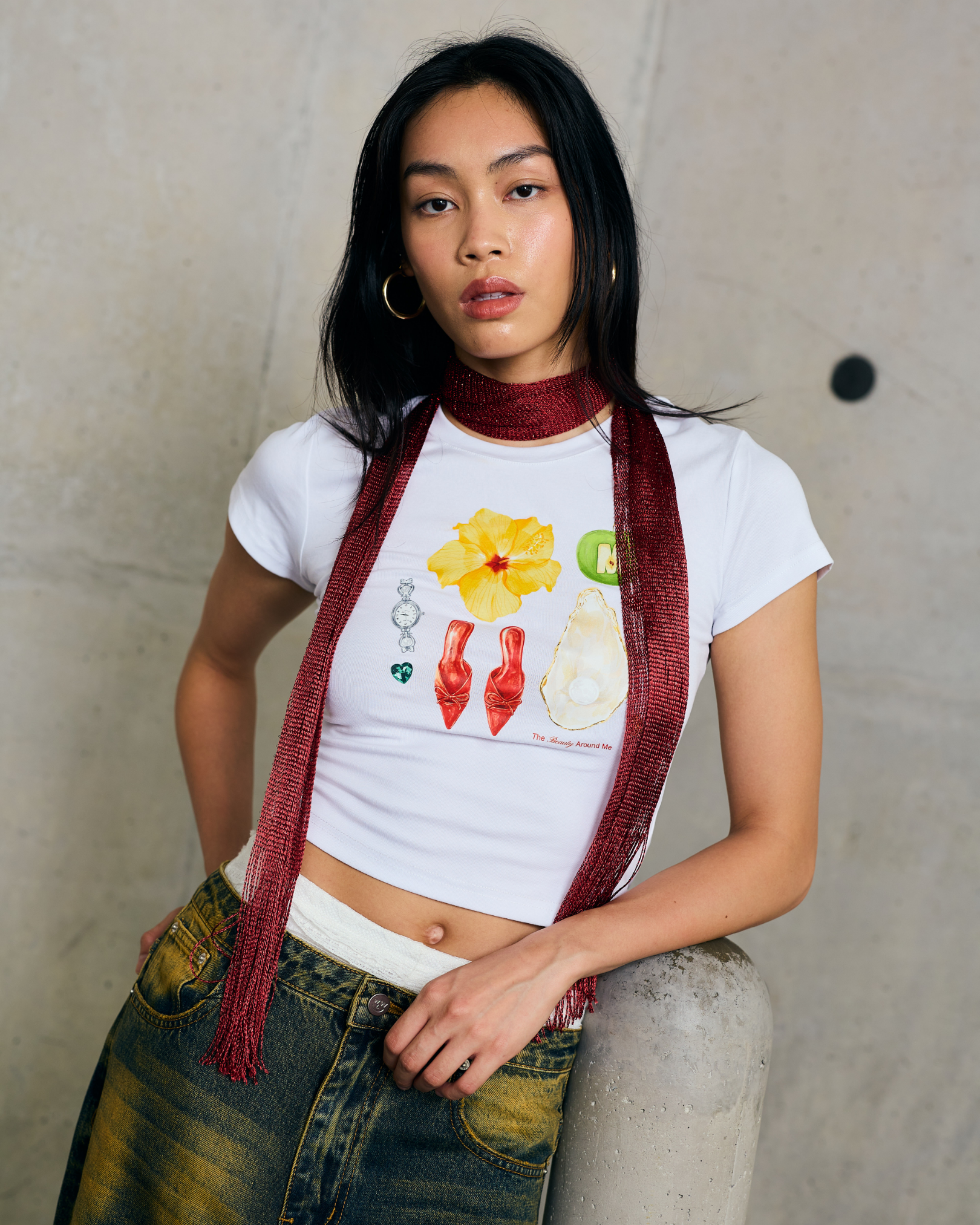 "Beauty Around Me" Baby Tee (White)