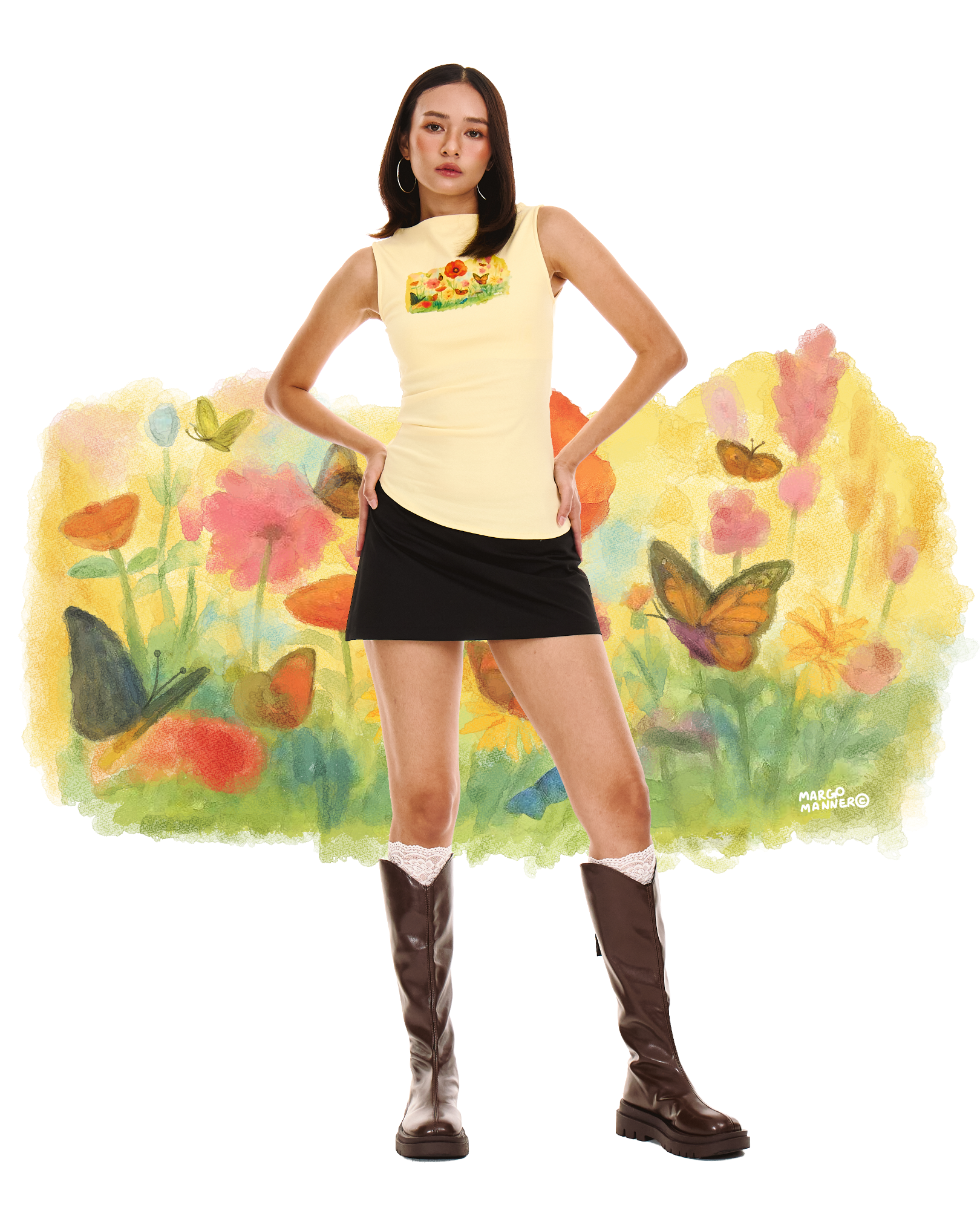 [Backorder] Garden Fairy Ruched Boatneck Tank (Butter)