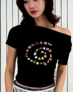 [ETA: END AUG] Swirl Lounge Ruched Tee in Black (Backorder)