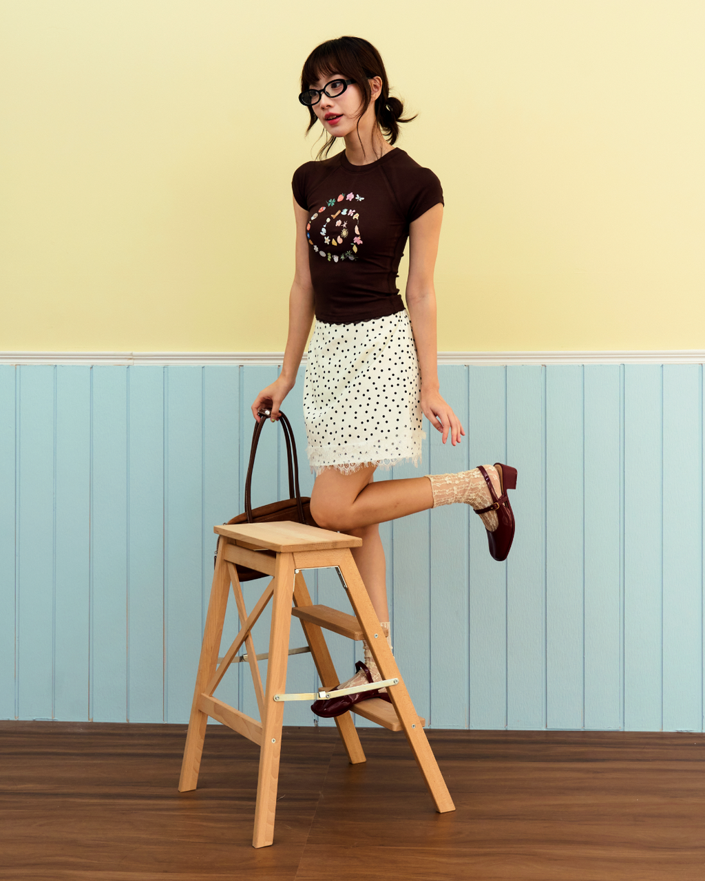Swirl Alix Baby Tee (Dark Brown)