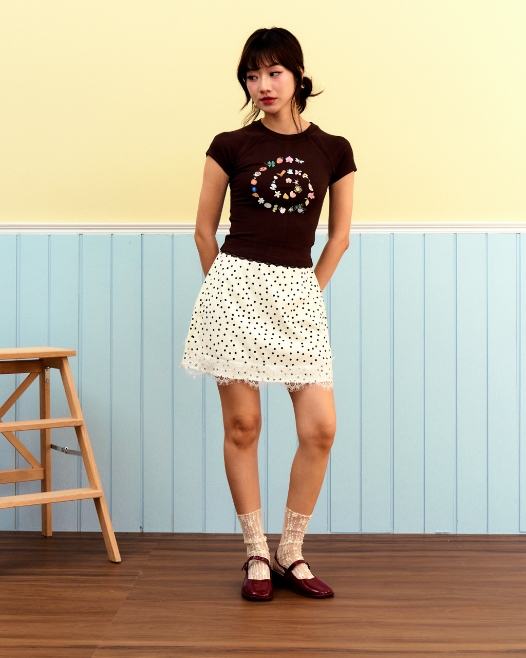 Swirl Alix Baby Tee (Dark Brown)