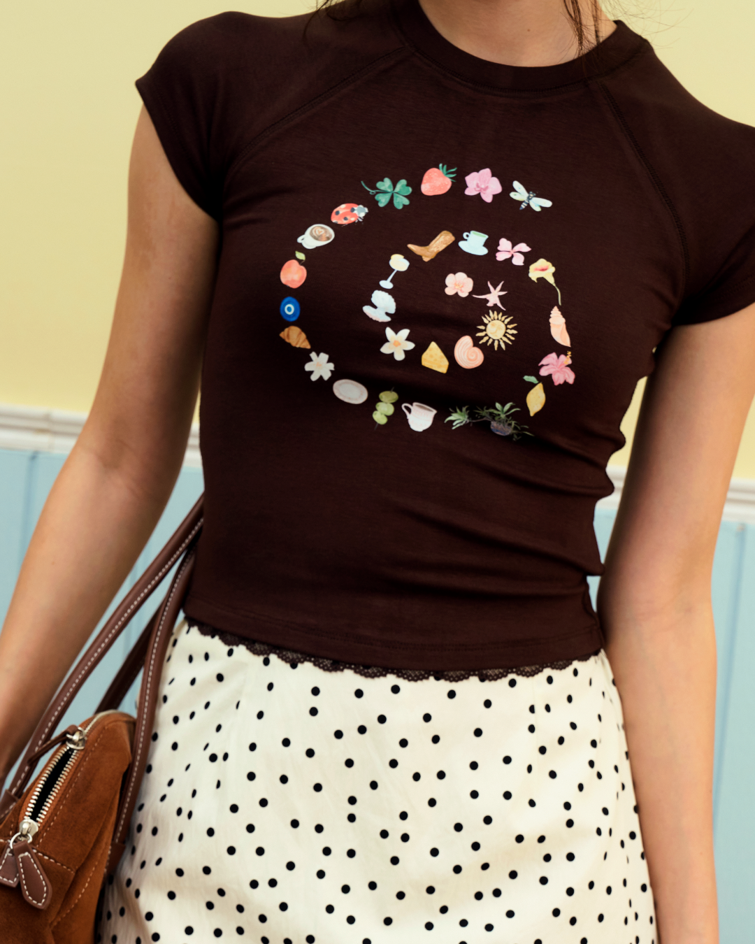 Swirl Alix Baby Tee (Dark Brown)