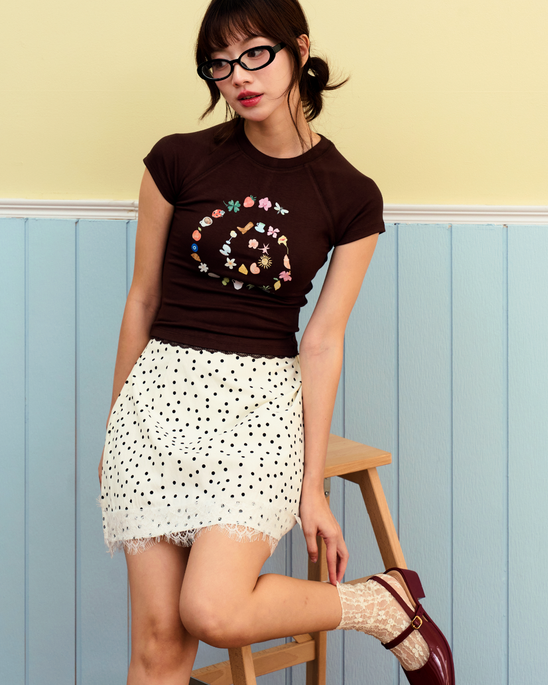 Swirl Alix Baby Tee (Dark Brown)